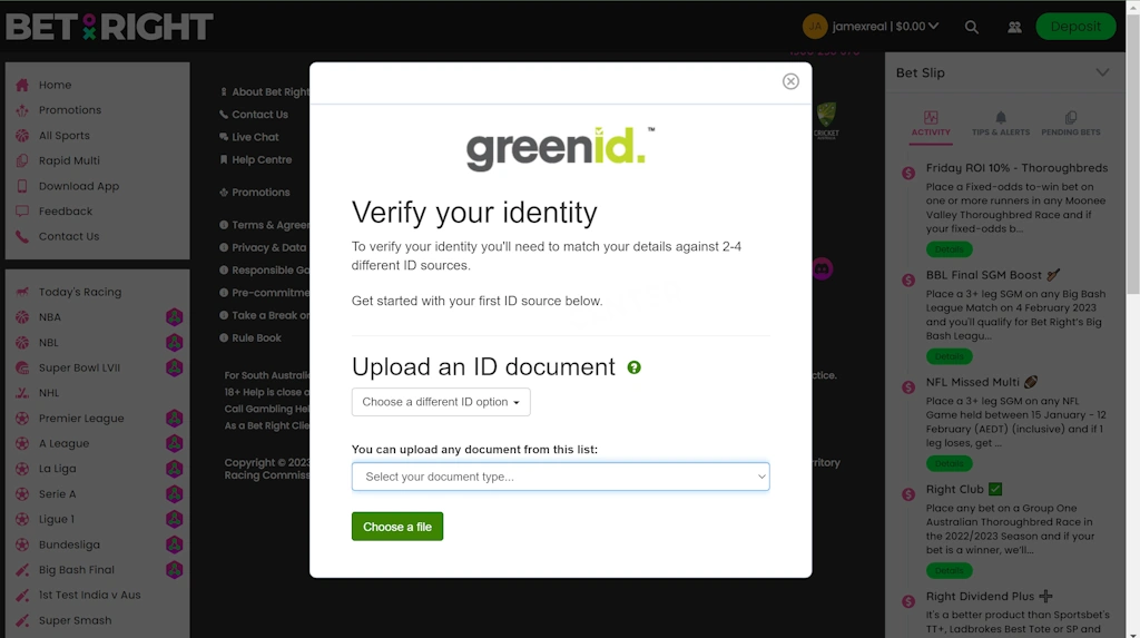 Verification by uploading a document