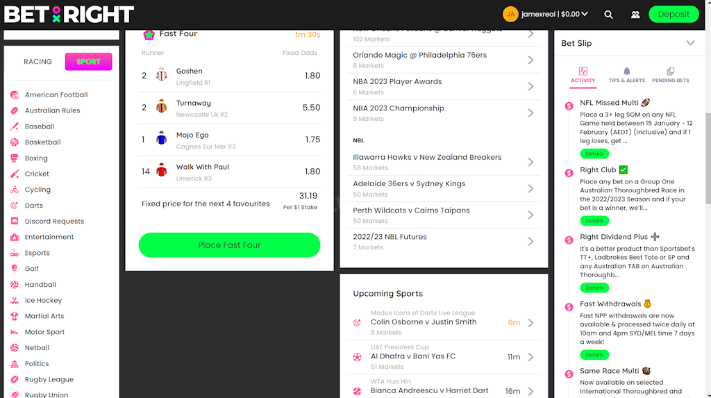 Find suitable Racing or Sport at BetRight