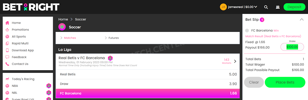 Specify the bet amount