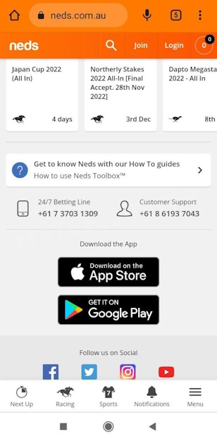 App Store icon on the Neds website