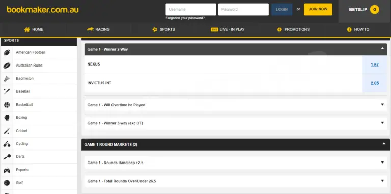 CS:GO at Bookmaker.com.au