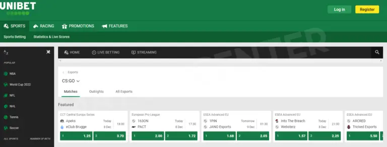 CS:GO coverage at Unibet